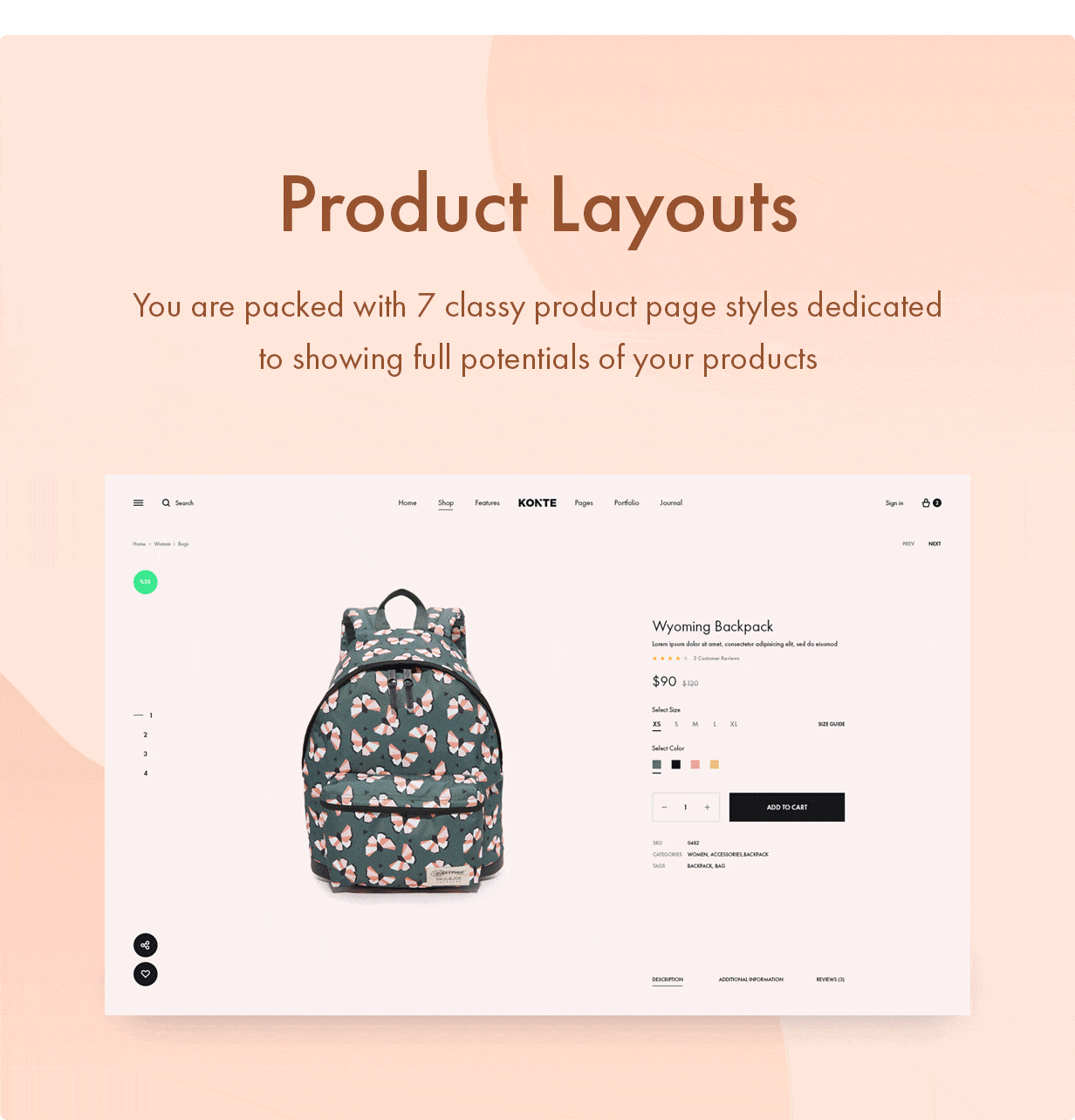 Konte WooCommerce theme - Product page layouts